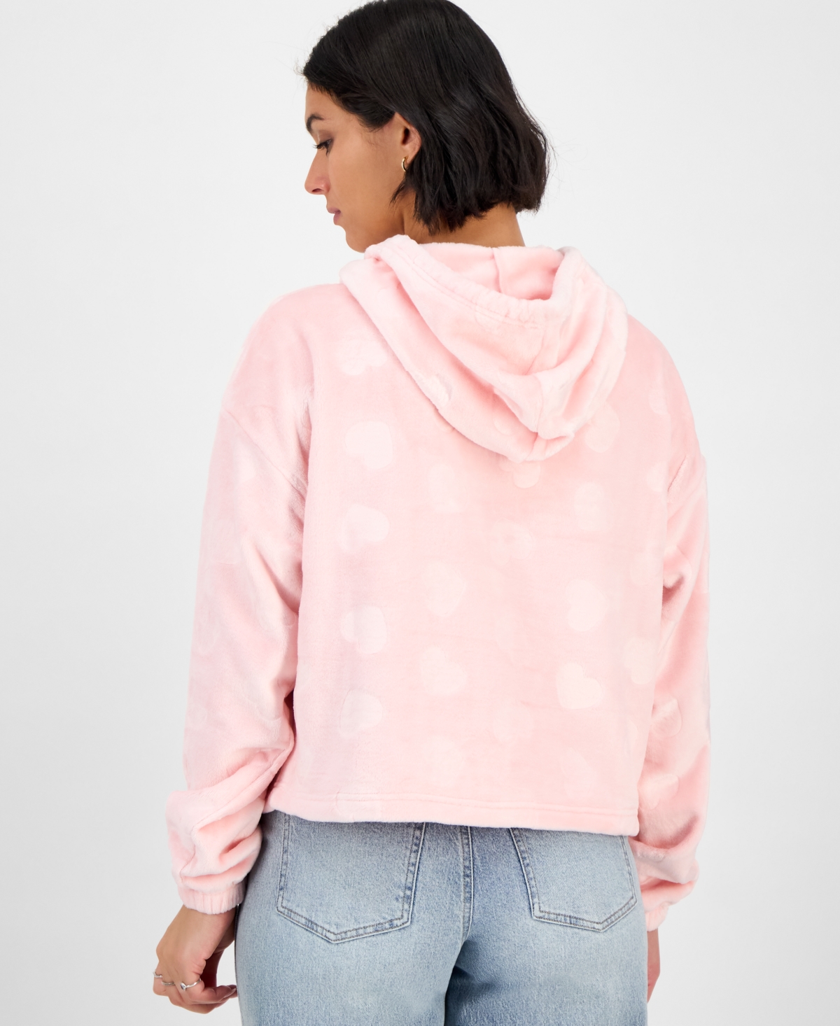 Grayson Threads, The Label Juniors' Embossed Sherpa Hoodie In Pink
