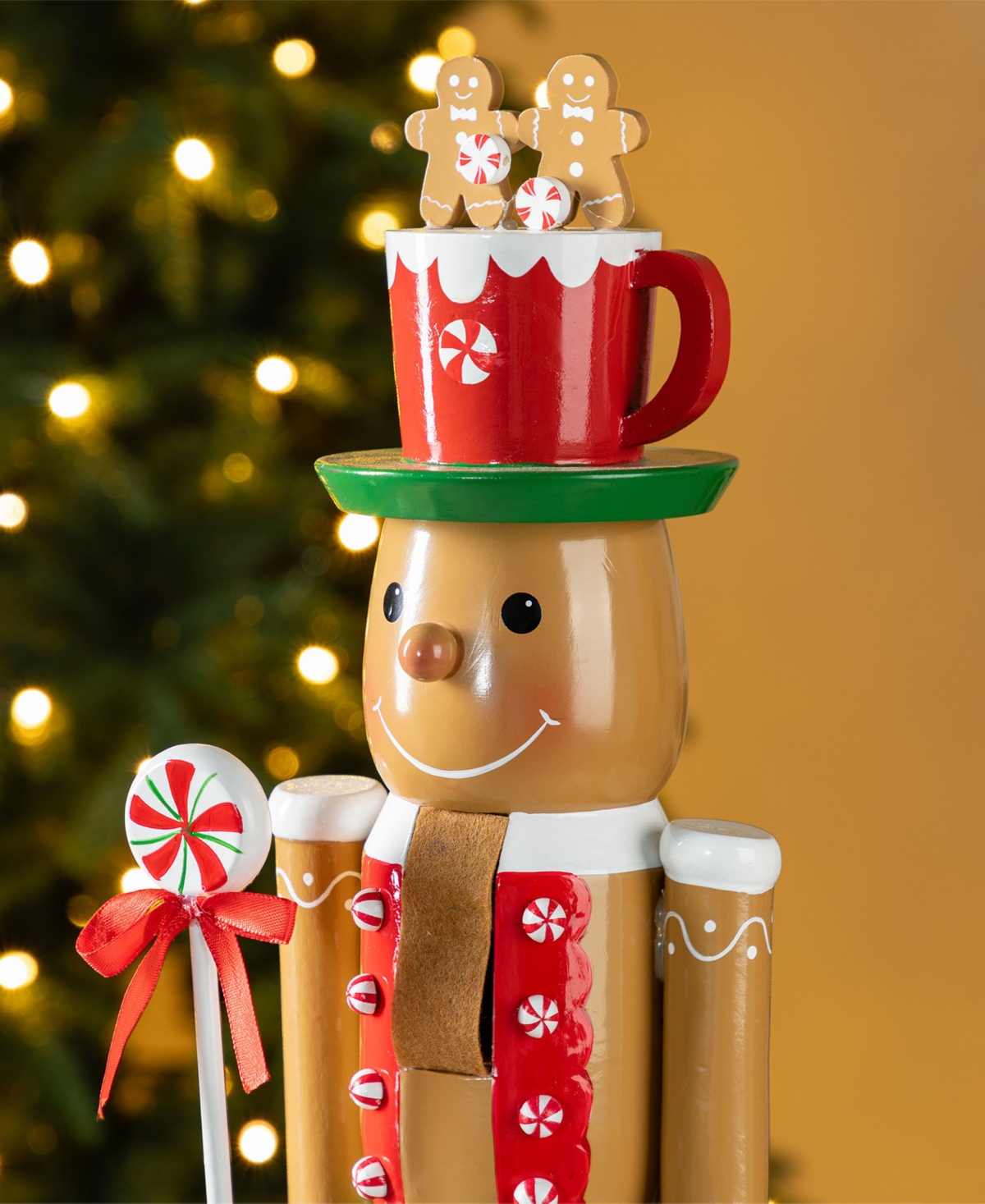 Glitzhome 24" Wooden Christmas Gingerbread Man Nutcracker In Multi