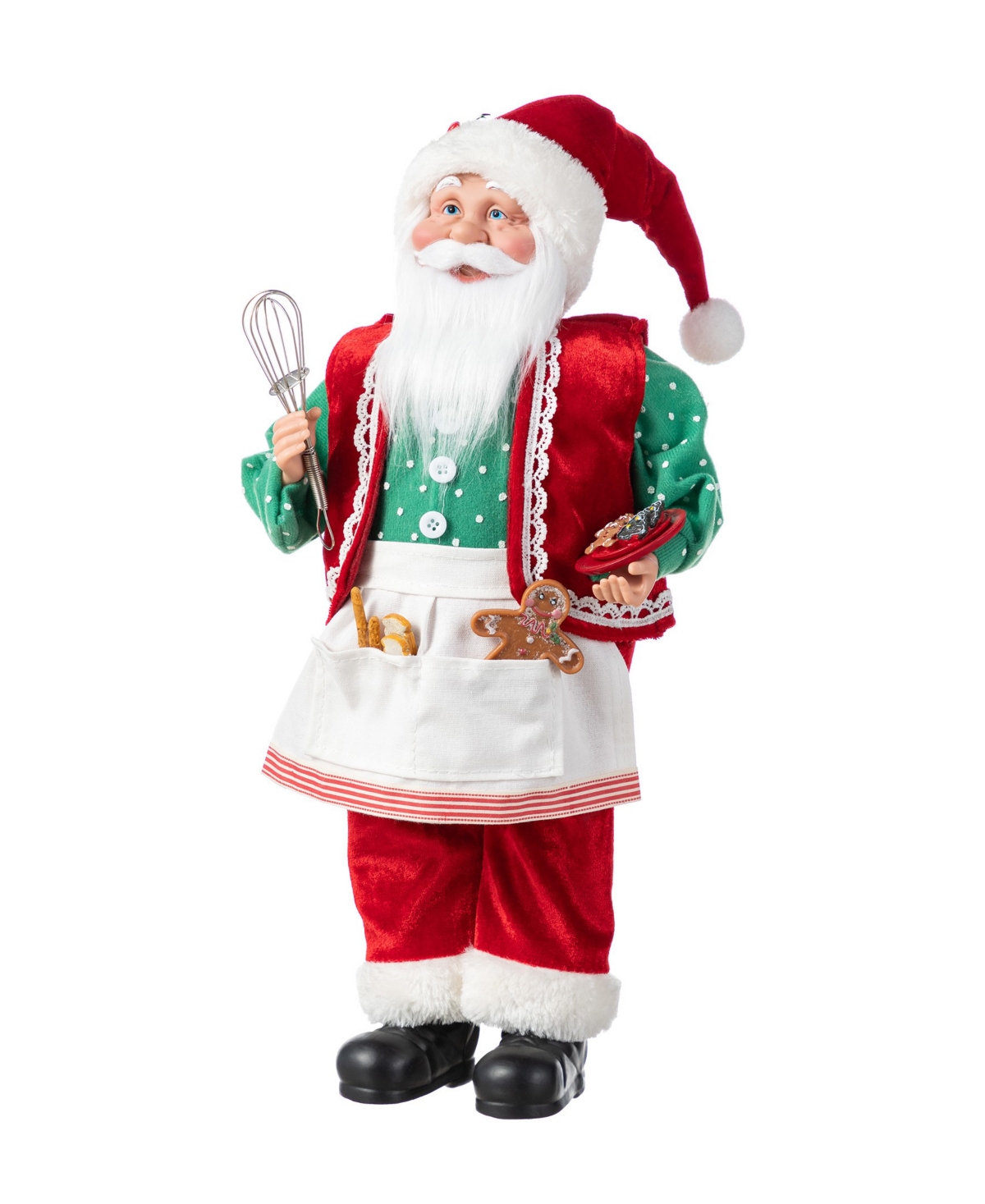 Glitzhome 18" Faux Fur Christmas Chef Santa Figurine In Multi