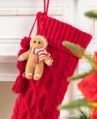 22" Knitted Christmas Stocking with Complimentary Gingerbread Man Ornament