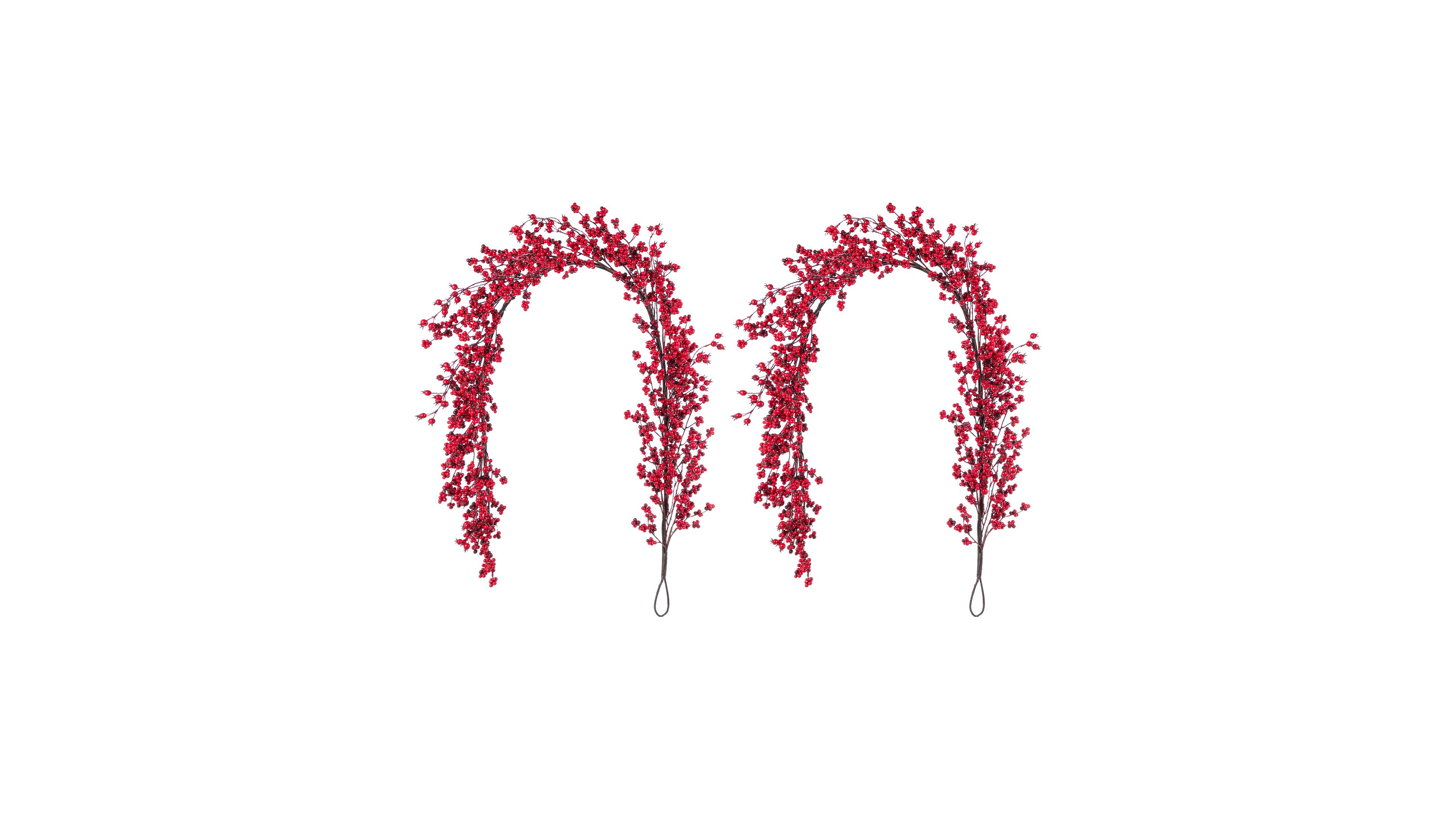 Glitzhome Christmas Red Berries Garlands, Set of 2