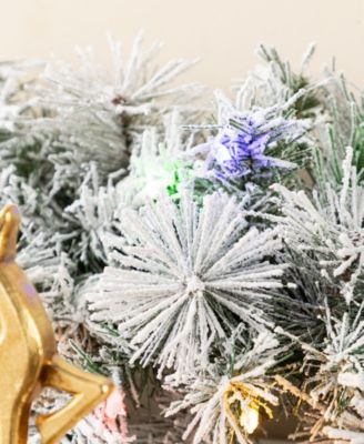 Pre-Lit Snow Flocked Greenery Pine Christmas Garlands, Set of 4