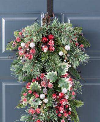 Christmas Pomegranate Berry and Holy Leaf Teardrops, Set of 2