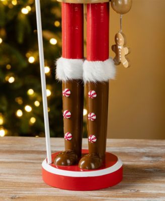 Wooden Christmas Green Brush Tree, Gingerbread Man and Elf Dog Nutcracker, Set of 3