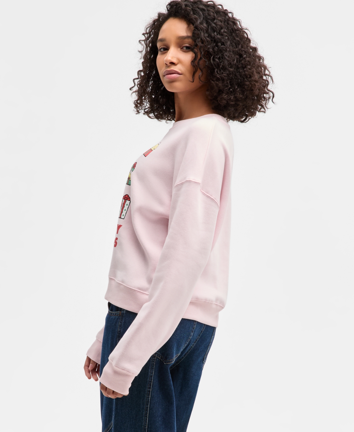 Grayson Threads, The Label Juniors' Hello Kitty Christmas Grid Fleece Sweatshirt In Pink
