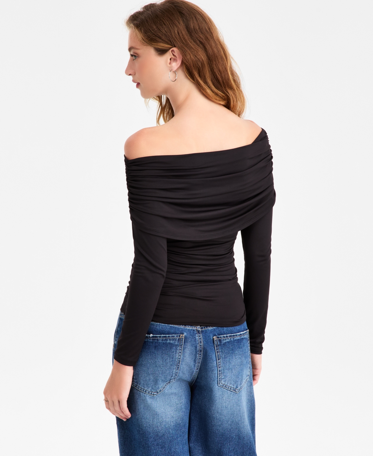 Bar Iii Women's Off-The-Shoulder Ruched Knit Top, Macy's Exclusive