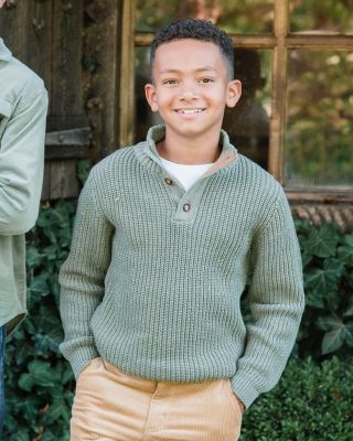 Little and Big Boys' Organic Mock Neck Cardigan Stitch Sweater