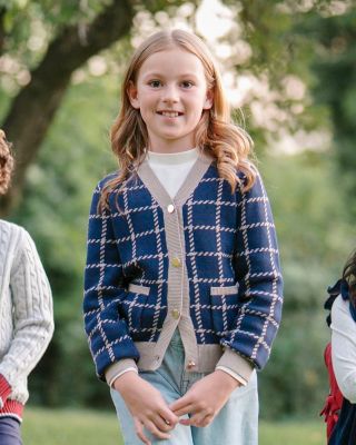 Little and Big Girls' Organic Long Sleeve Boyfriend Cardigan Sweater