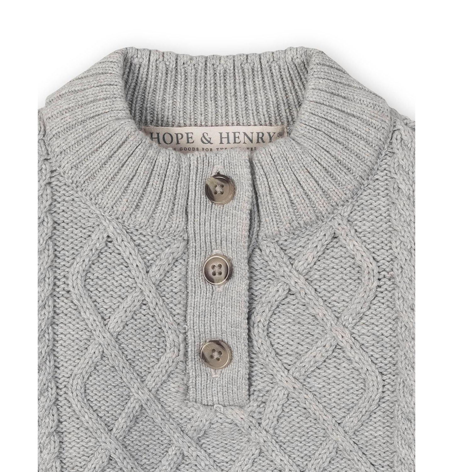 Платье Hope & Henry Organic Long Sleeve Mock Neck Button Placket Sweater Dress для девочек-малышей, цвет: Серый меланжевый — фото 3
