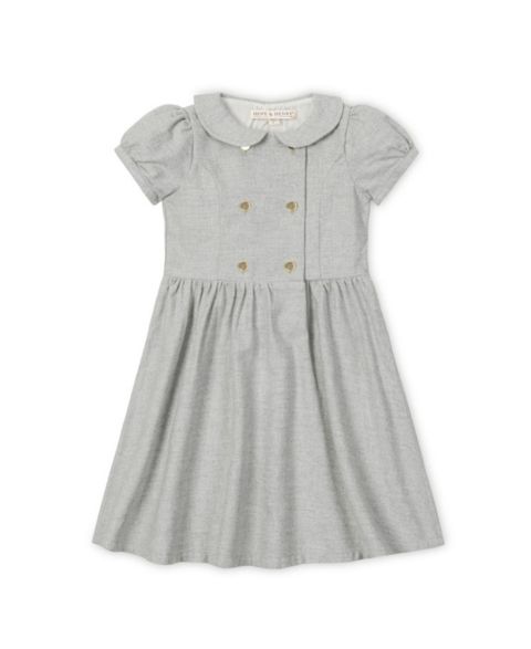 Платье Hope & Henry Organic Double Breasted Flannel Dress with Collar для девочек, цвет: Серый меланжевый