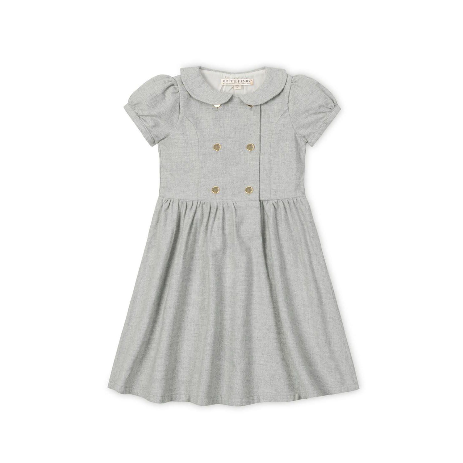 Little Girls Hope and Henry Organic Double Breasted Flannel Dress with Collar