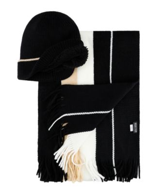 Men's 2-Piece Beanie and Ribbon Scarf Set