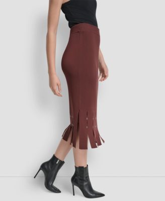 Women's Grommet Detail Sweater Pencil Midi Skirt