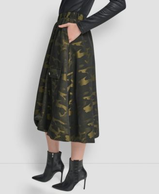 Women’s Camo Print Jacquard Bubble Midi Skirt