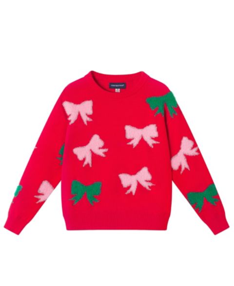 Свитер Andy & Evan Intarsia Bows для девочек, цвет: Красный