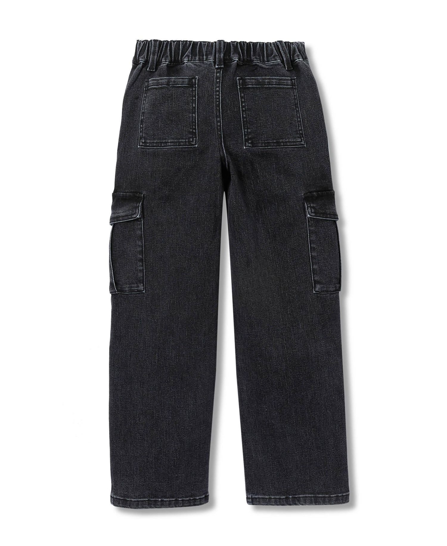 Girls Denim Cargo Wide Leg Jeans