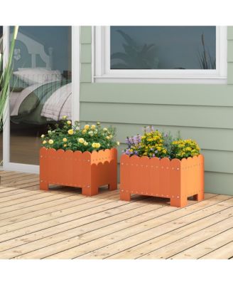 2 Pack Rectangular Planter Box Weather-resistant HDPE Flower Pot w/ Drainage Gaps  18'' x 12.5'' x 12''