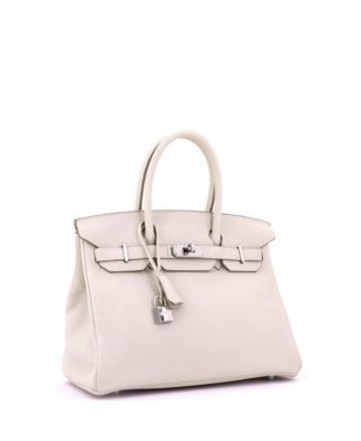 Pre-Owned Hermes Birkin 30 Handbag Light Clemence with Palladium Hardware