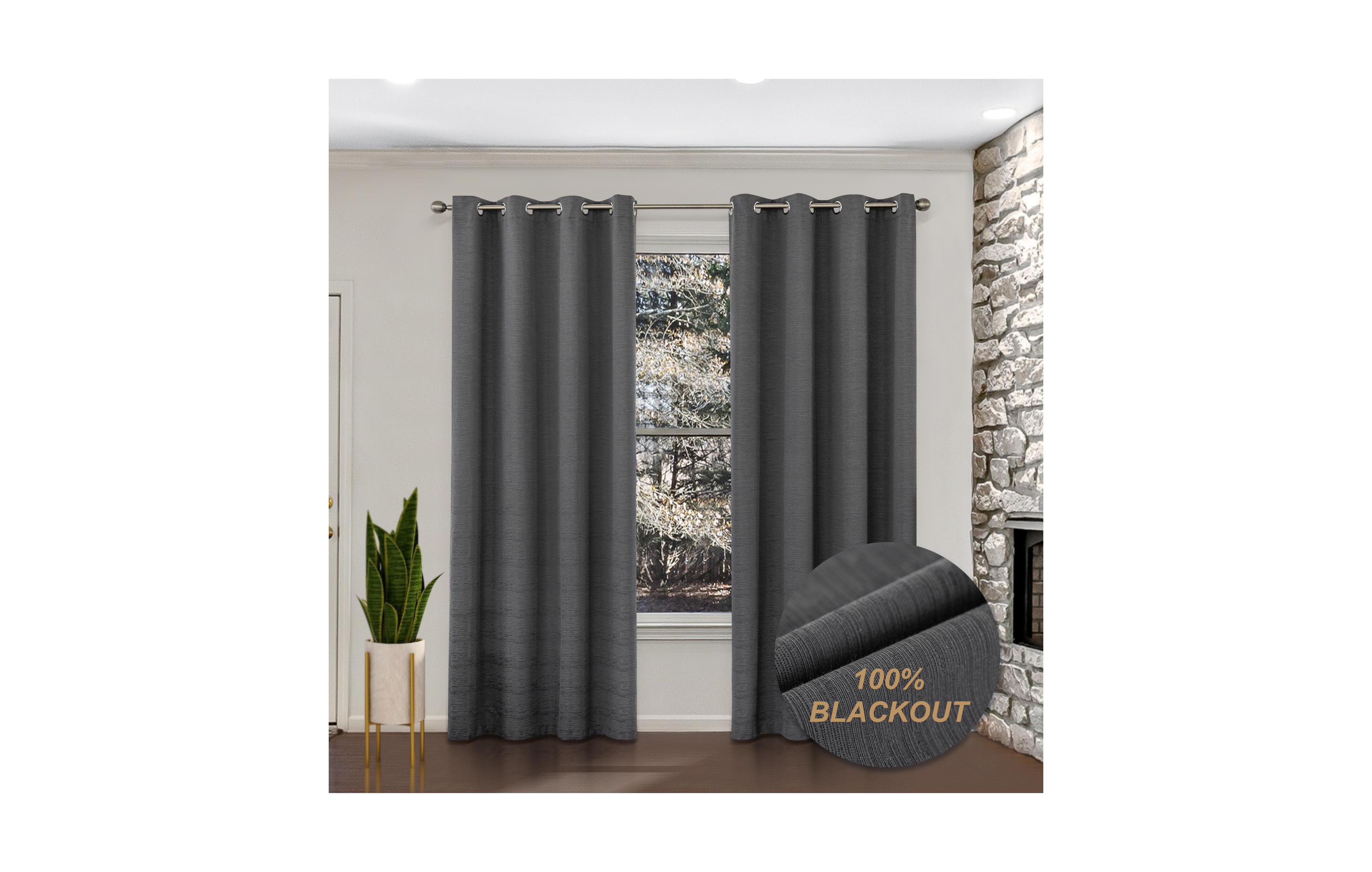 Awesome Home 100% Blackout Cotton Blend Thermal Grommet Curtains, 2 Panels, 52"x96"