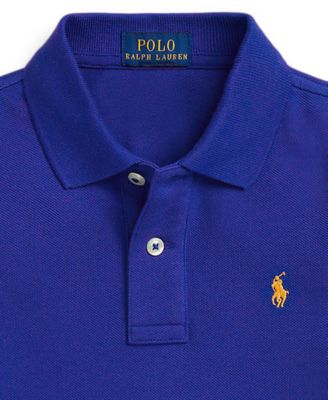 Toddler and Little Boys Cotton Mesh Long Sleeve Polo Shirt