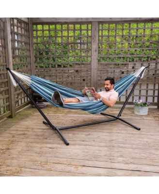 Portable Indoor Outdoor 2-Person Double Hammock Set w/ Stand and Carrying Cases