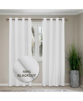100% Blackout Linen Texture Curtains with Grommet Top, 2 Panels