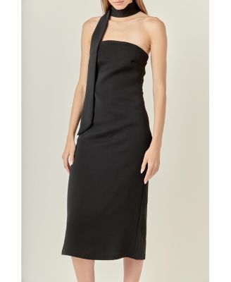 Women's Choker Tie Midi Dress