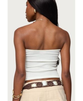 Womens Layered Textured Knit Strapless Top