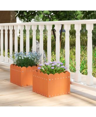 2 Pack Square Planter Box Weather-Resistant HDPE Flower Pot Garden Bed