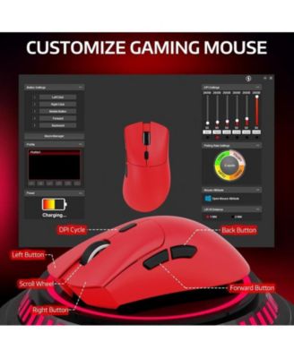 Wireless Gaming Mouse,Tri-Mode Connection (2.4G/Wired/BT5.2),55g Lightweight,18K DPI Optical Sensor, 20 Million Key Life,Ergonomic Design,for PC/Laptop/Win/Mac,Red