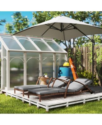 Wicker Outdoor Chaise Lounge Chair Set, 5 Adjustable Back,