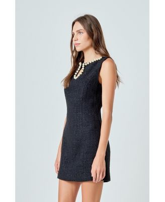 Women's Pearl Accented Cutout Mini Dress