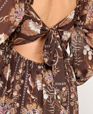 Juniors' Long Sleeve Floral Dress