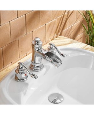 8 in. Waterfall Widespread 2-Handle Bathroom Faucet With Pop-up Drain Assembly in Spot Resist Polished Chrome