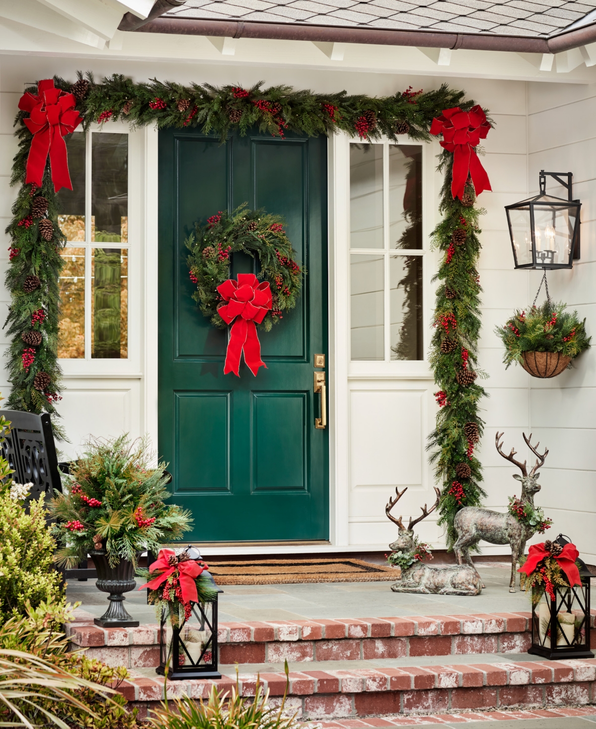 Balsam Hill 10 Ft Outdoor Red Berry Pine Pre-lit Garland In Green