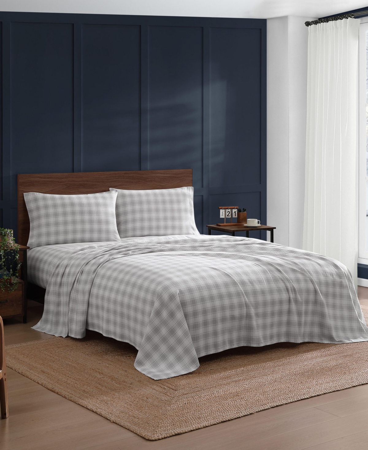 Tommy Hilfiger Printed Flannel 4-pc. Sheet Set, Full In Gray