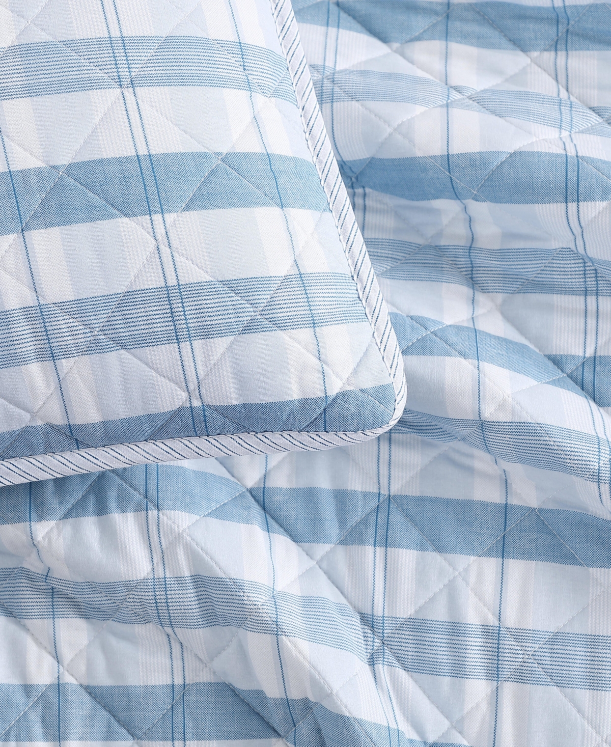 Tommy Hilfiger Dreamy Plaid Cotton Reversible 3-pc. Quilt Set, King In Blue