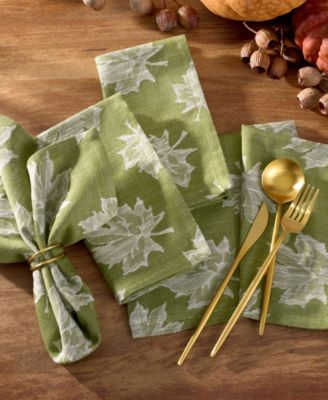 Falling Leaves Jacquard Cotton Napkins, Set of 8