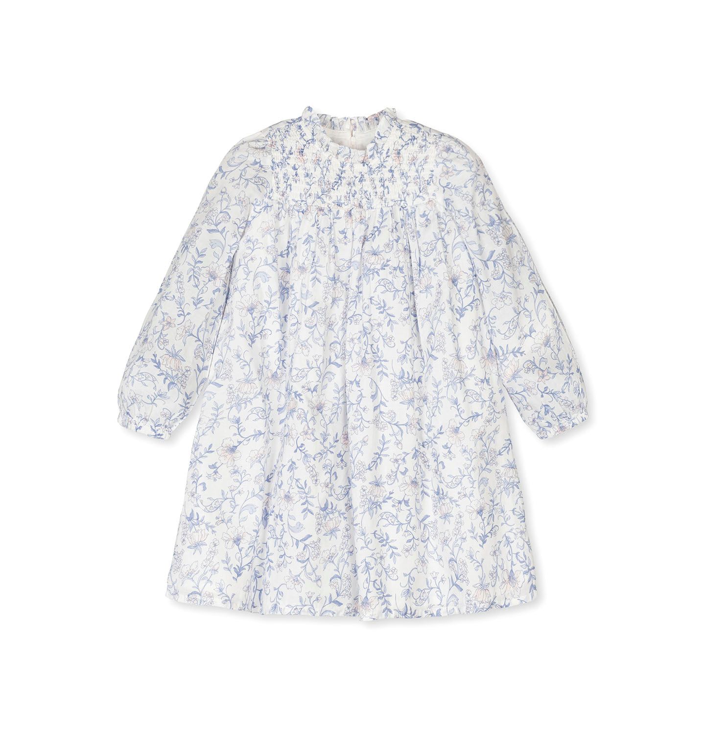 Платье Hope & Henry Organic Long Sleeve Ruffle Neck Smocked Yoke Dress для девочек-малышей, цвет: Зимний с принтом — фото 2