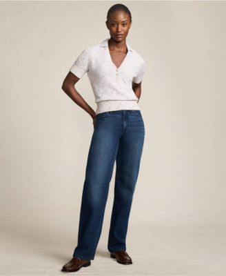 Women's Tall Soft Denim Mid Rise Relaxed Straight Leg Jeans