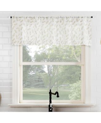 Hollis Floral Leaf Sheer Rod Pocket Kitchen Curtain Valance