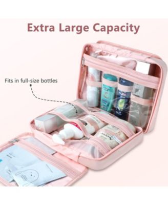 Travel Toiletry Bag,Hanging Toiletry Bags for Traveling Women, Water-resistant Makeup Cosmetic Bag Travel Organizer for Accessories, Shampoo, Full-size Container, Toiletries