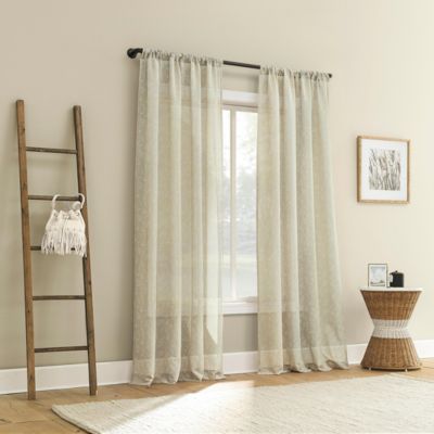 Briarwood Delicate Leaf Textured Sheer Rod Pocket Curtain Panel