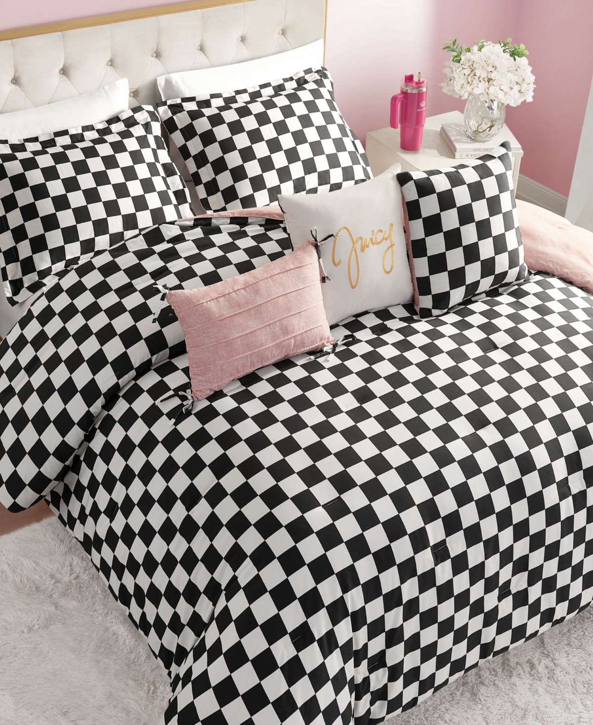 Juicy Couture Checkerboard Reversible 6-pc. Comforter Set, King In Multi