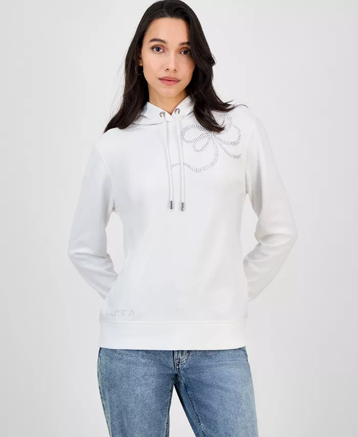 Nautica Women's Embellished Bow Hooded Sweatshirt - thumbnail 5