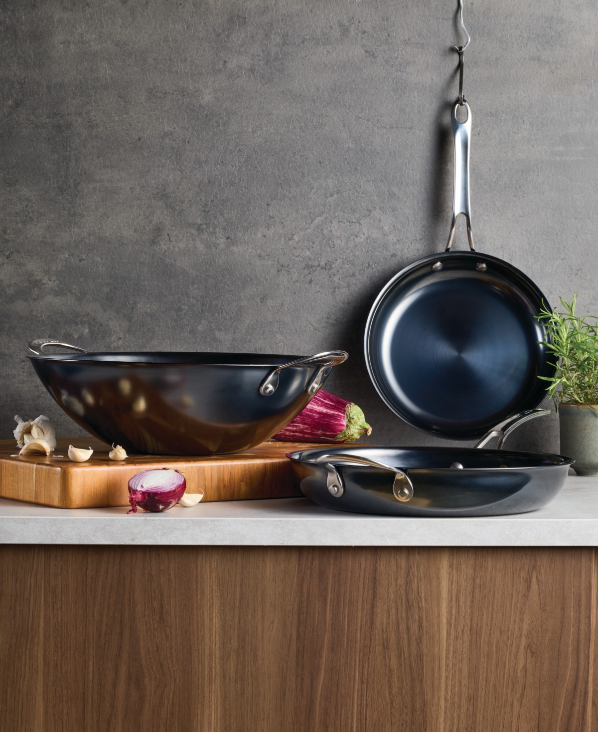 Anolon Everlast N2 Carbon Steel 14" Wok In Black