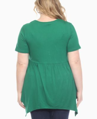 Plus Size Short Sleeve Shirred Front Knit Top