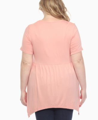 Plus Size Short Sleeve Shirred Front Knit Top