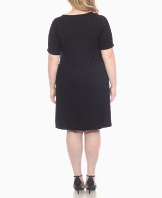 Plus Size Short Sleeve Crisscross Neck A-Line Dress