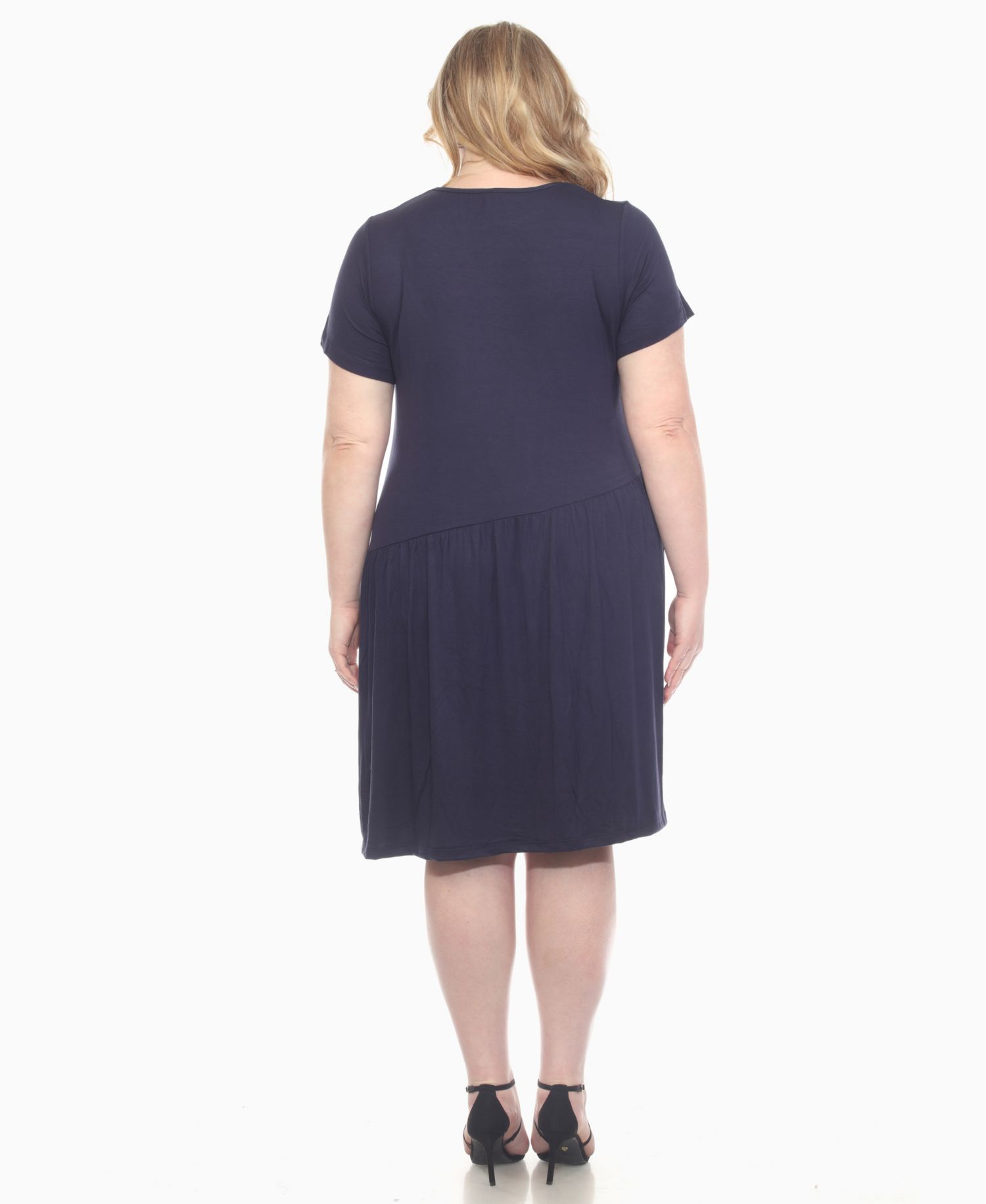 Plus Size Asymmetrical Waist and Short Sleeve Swing Dress